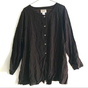 Eileen Fisher Silk Button Down Tunic Blouse
